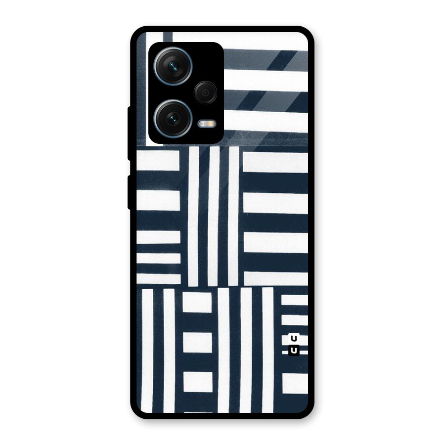 Square  Stripes Glass Back Case for Redmi Note 12 Pro Plus 5G