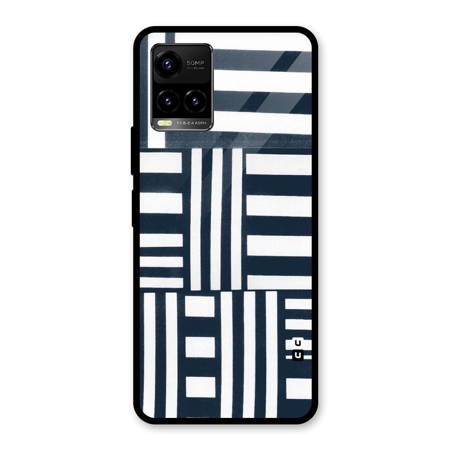 Square  Stripes Glass Back Case for Vivo Y21T