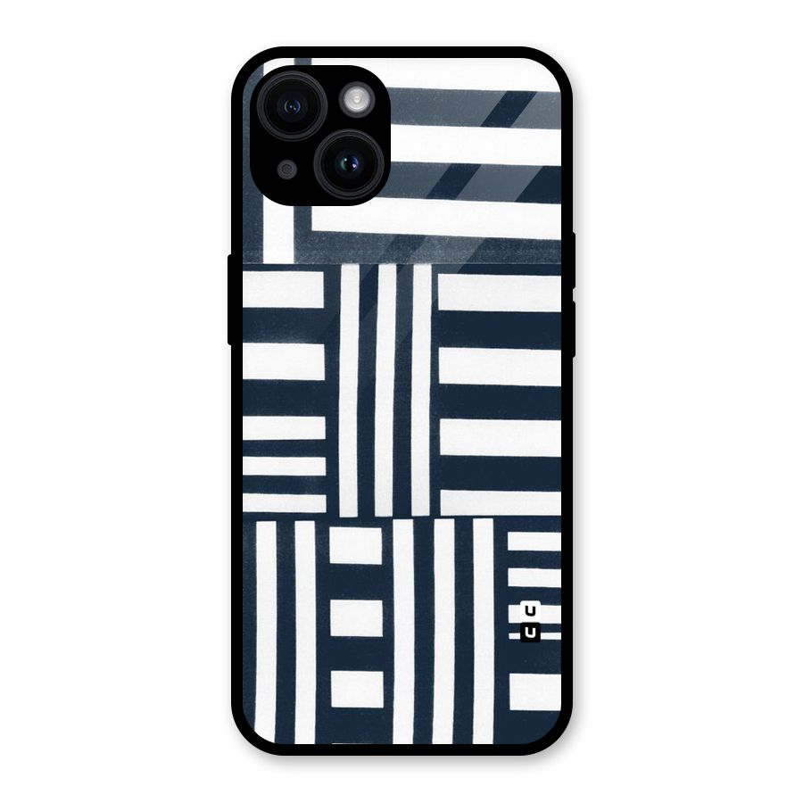 Square  Stripes Glass Back Case for iPhone 14