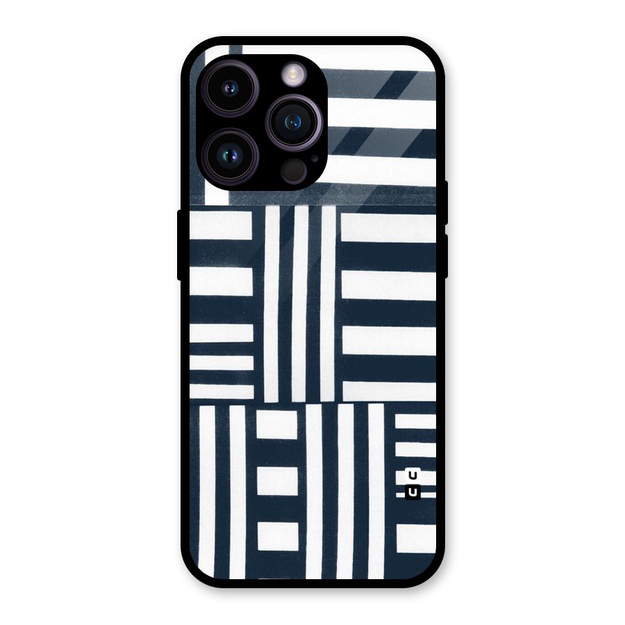 Square  Stripes Glass Back Case for iPhone 14 Pro Max