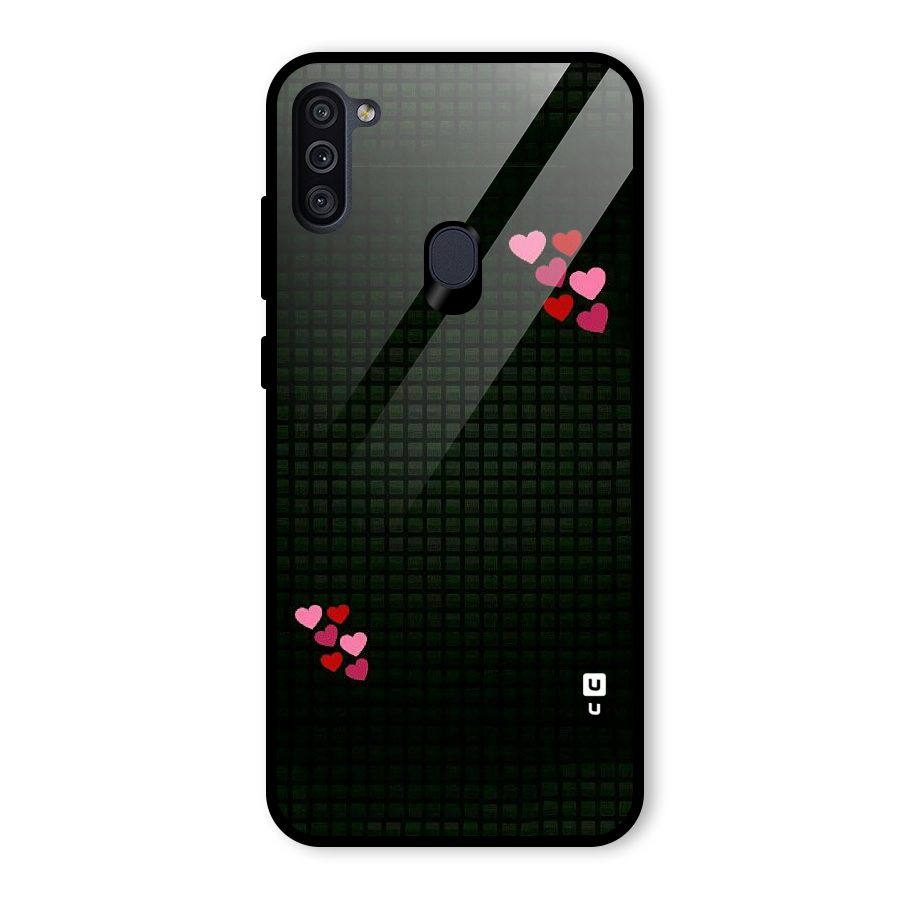 Square and Hearts Glass Back Case for Galaxy M11