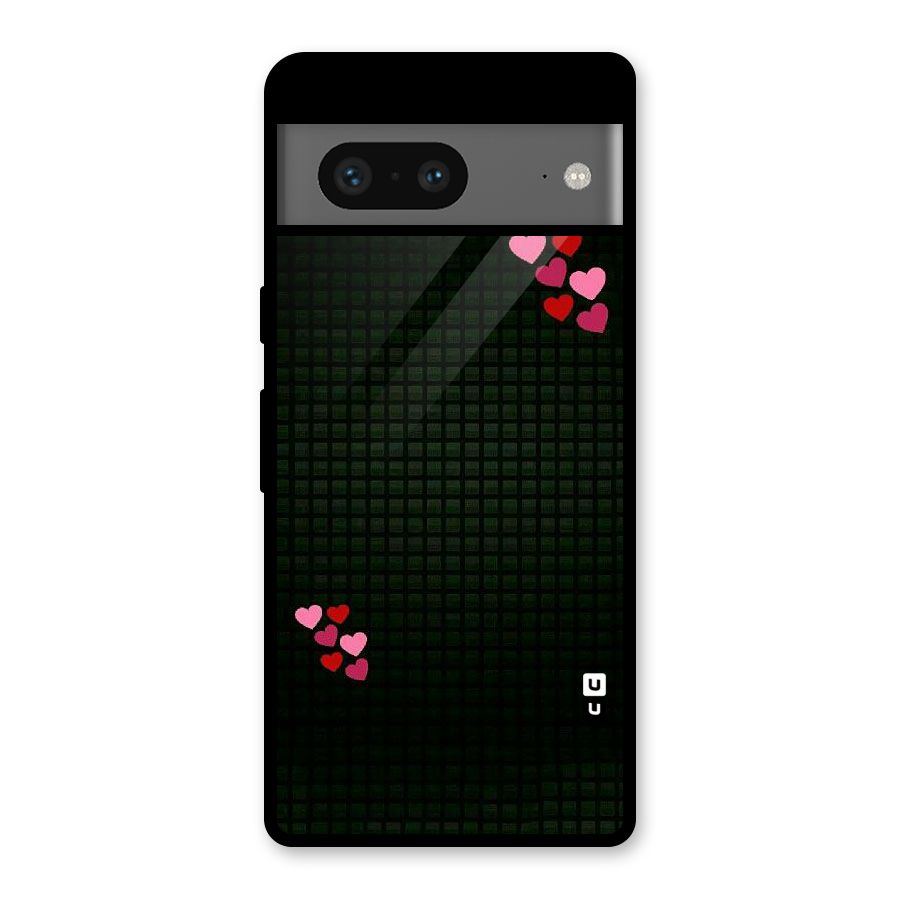 Square and Hearts Glass Back Case for Google Pixel 7