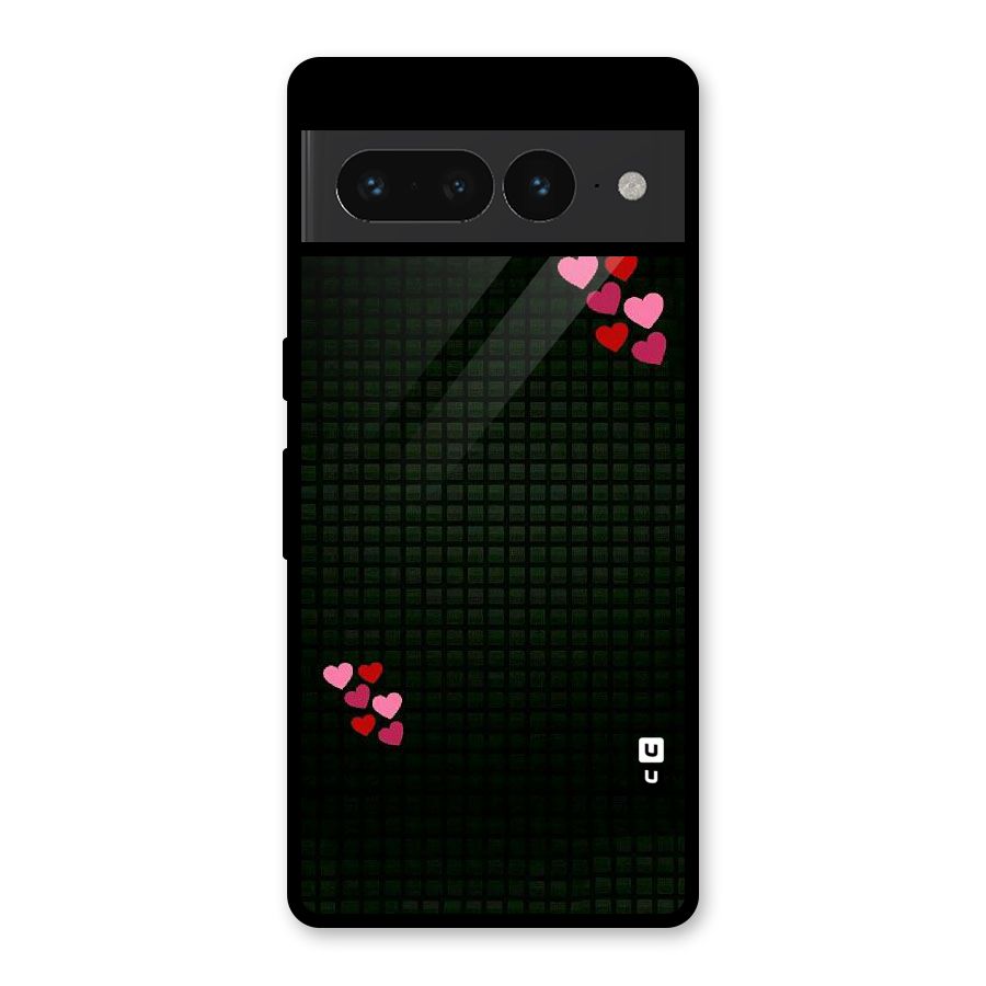 Square and Hearts Glass Back Case for Google Pixel 7 Pro