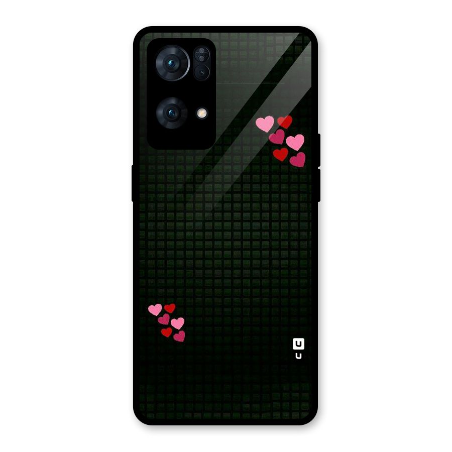 Square and Hearts Glass Back Case for Oppo Reno7 Pro 5G