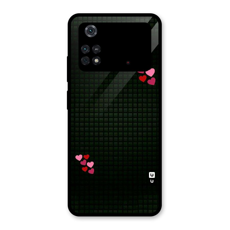 Square and Hearts Glass Back Case for Poco M4 Pro 4G