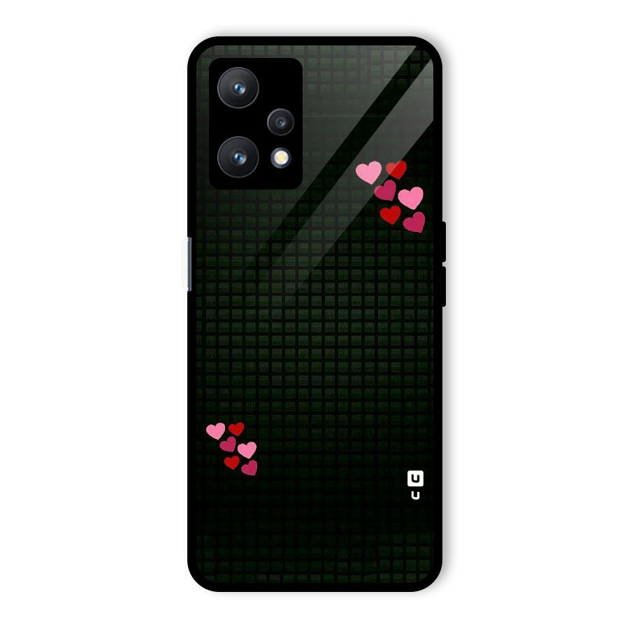 Square and Hearts Glass Back Case for Realme 9 Pro 5G