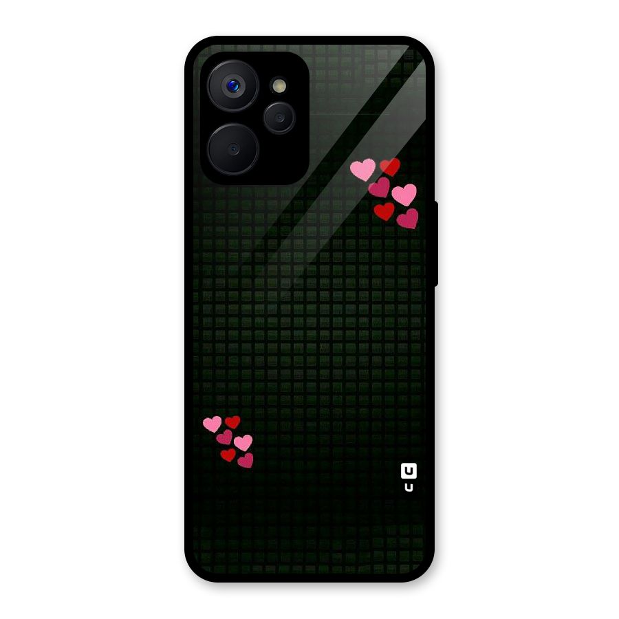 Square and Hearts Glass Back Case for Realme 9i 5G