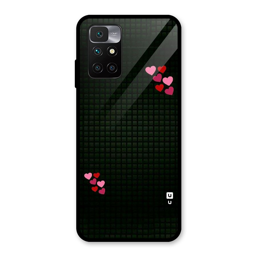 Square and Hearts Glass Back Case for Redmi 10 Prime