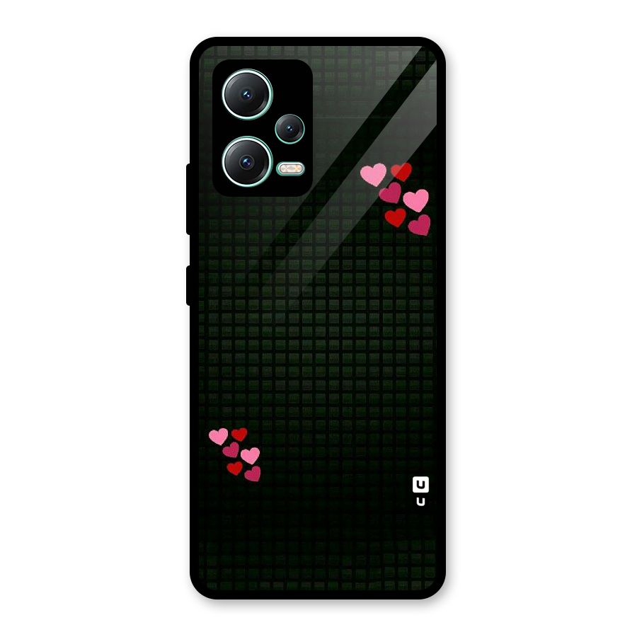 Square and Hearts Glass Back Case for Redmi Note 12 5G