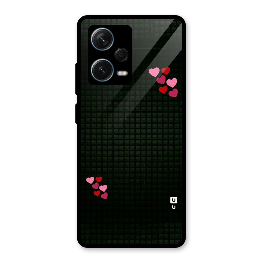 Square and Hearts Glass Back Case for Redmi Note 12 Pro Plus 5G