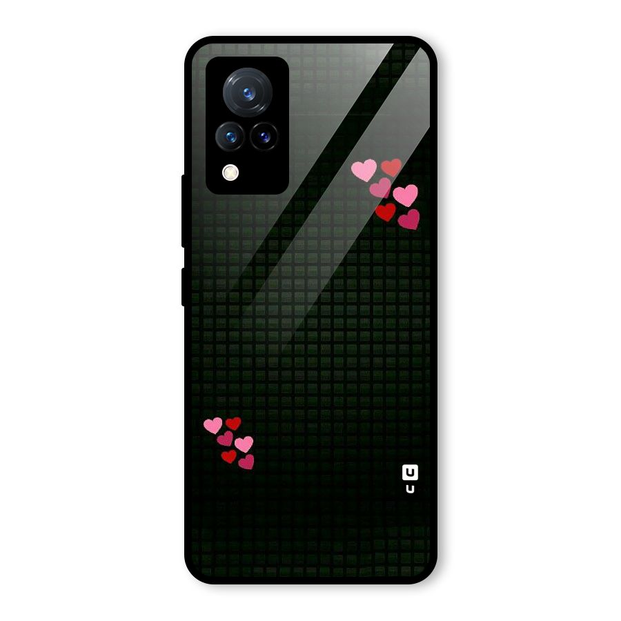 Square and Hearts Glass Back Case for Vivo V21 5G