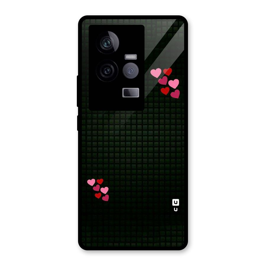 Square and Hearts Glass Back Case for Vivo iQOO 11 5G
