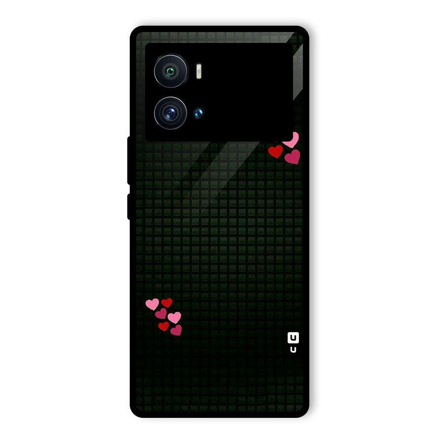 Square and Hearts Glass Back Case for Vivo iQOO 9 Pro