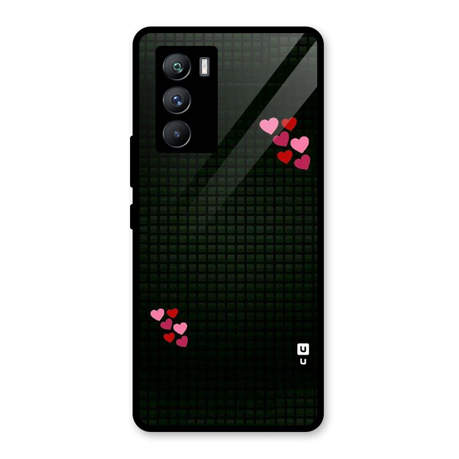 Square and Hearts Glass Back Case for Vivo iQOO 9 SE