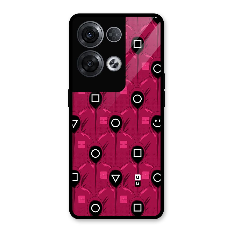 Squid Gamers Pattern Glass Back Case for Oppo Reno8 Pro 5G