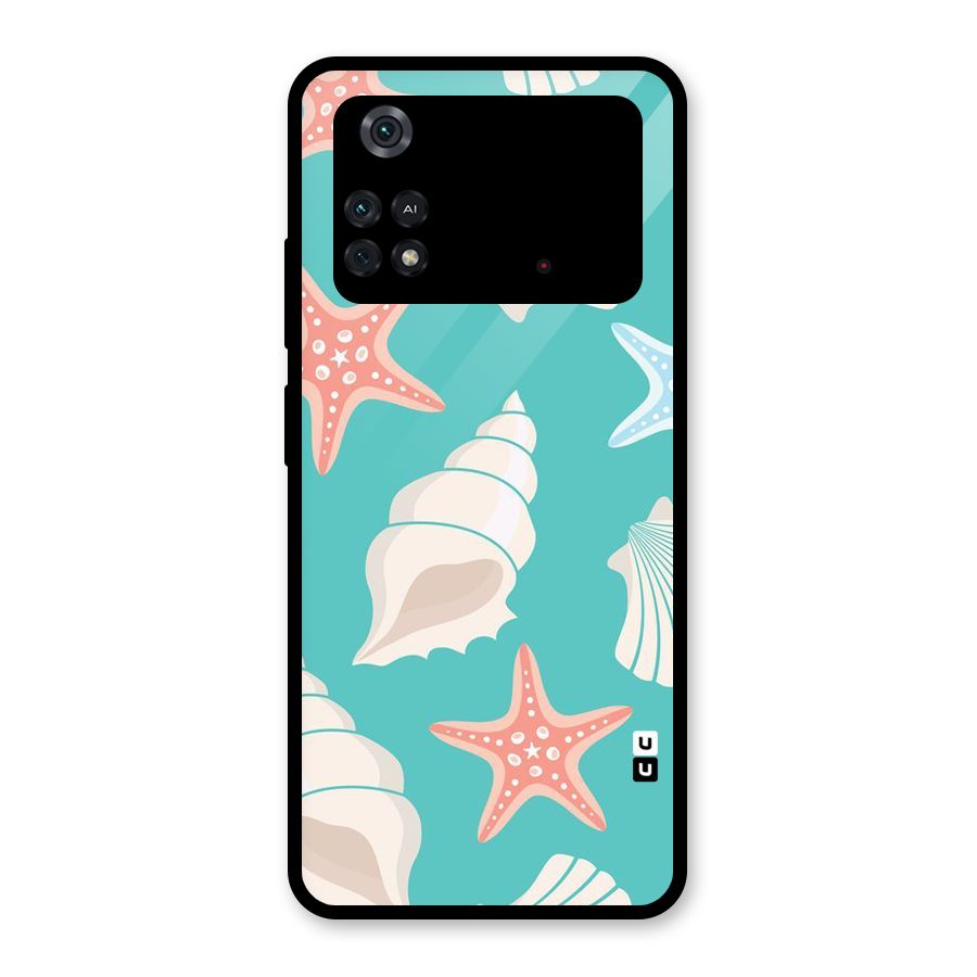 Starfish Sea Shell Glass Back Case for Poco M4 Pro 4G