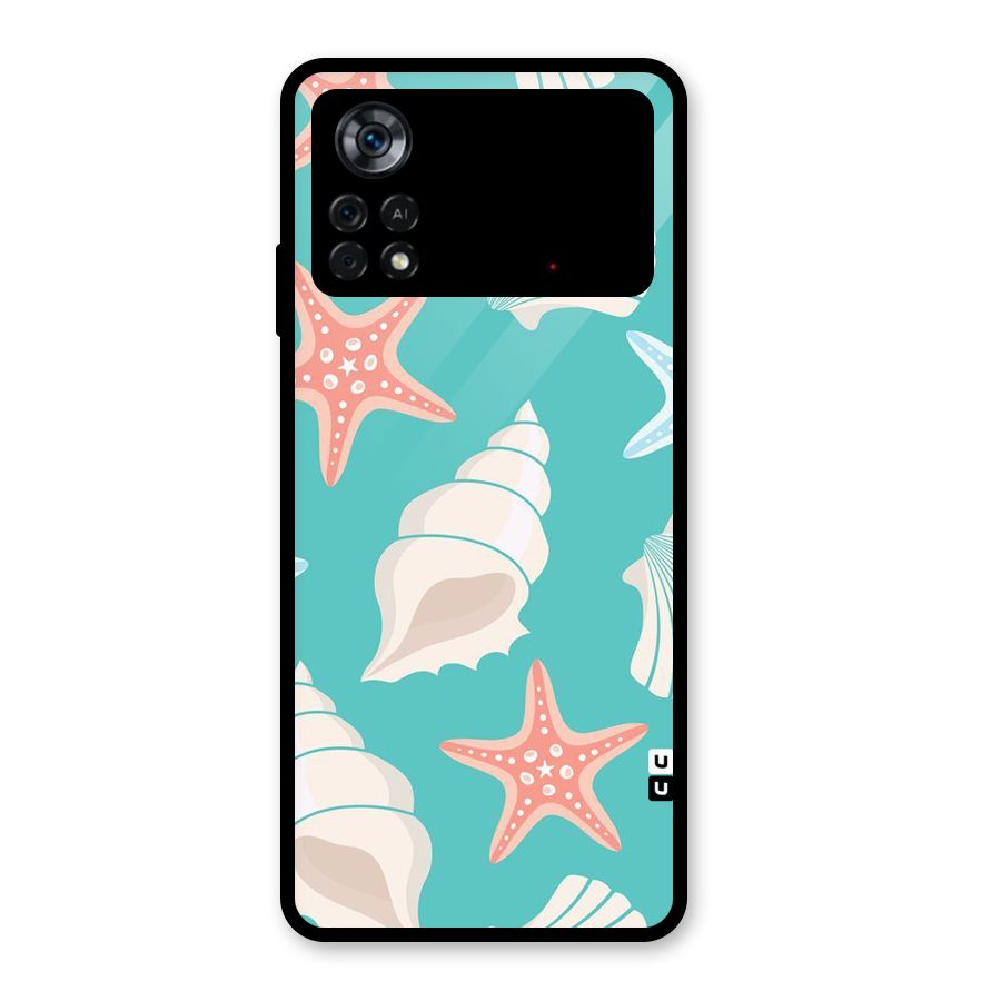 Starfish Sea Shell Glass Back Case for Poco X4 Pro 5G