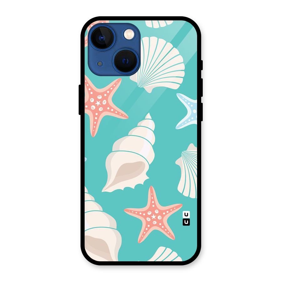 Starfish Sea Shell Glass Back Case for iPhone 13 Mini