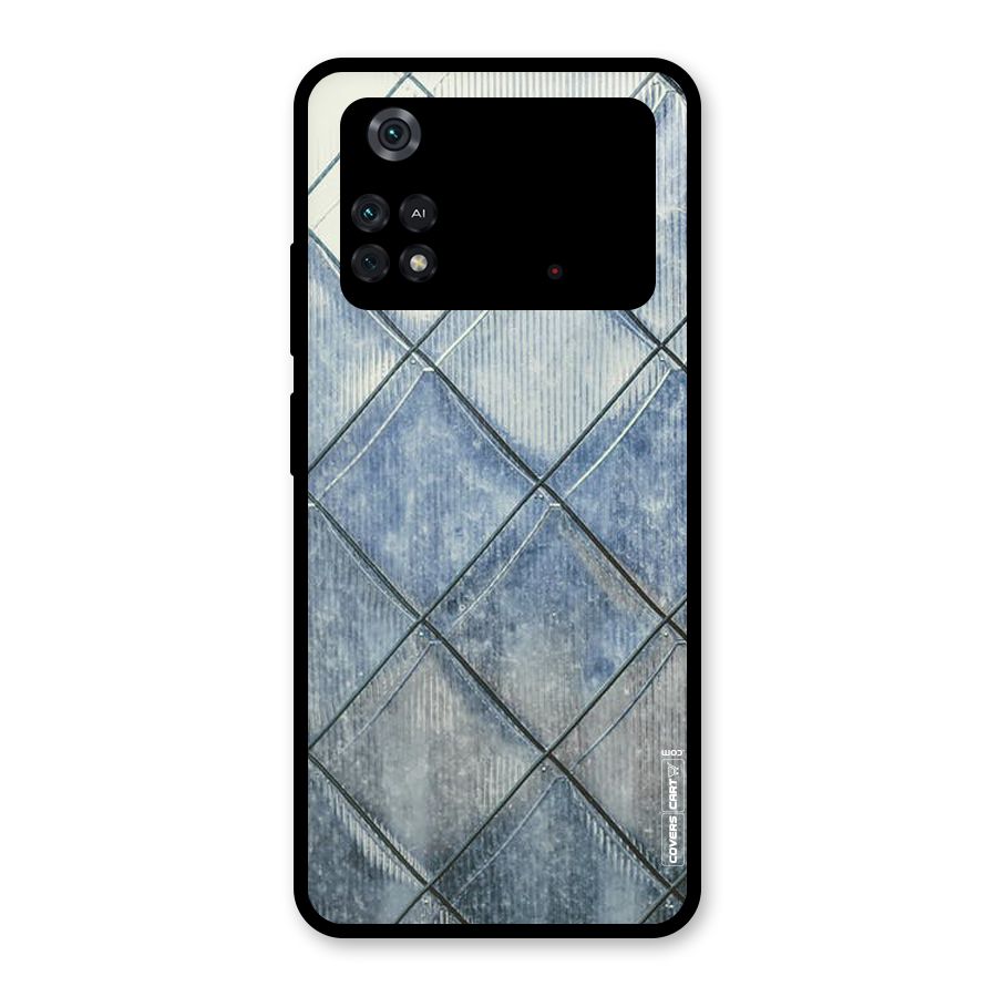 Steel Blue Pattern Glass Back Case for Poco M4 Pro 4G