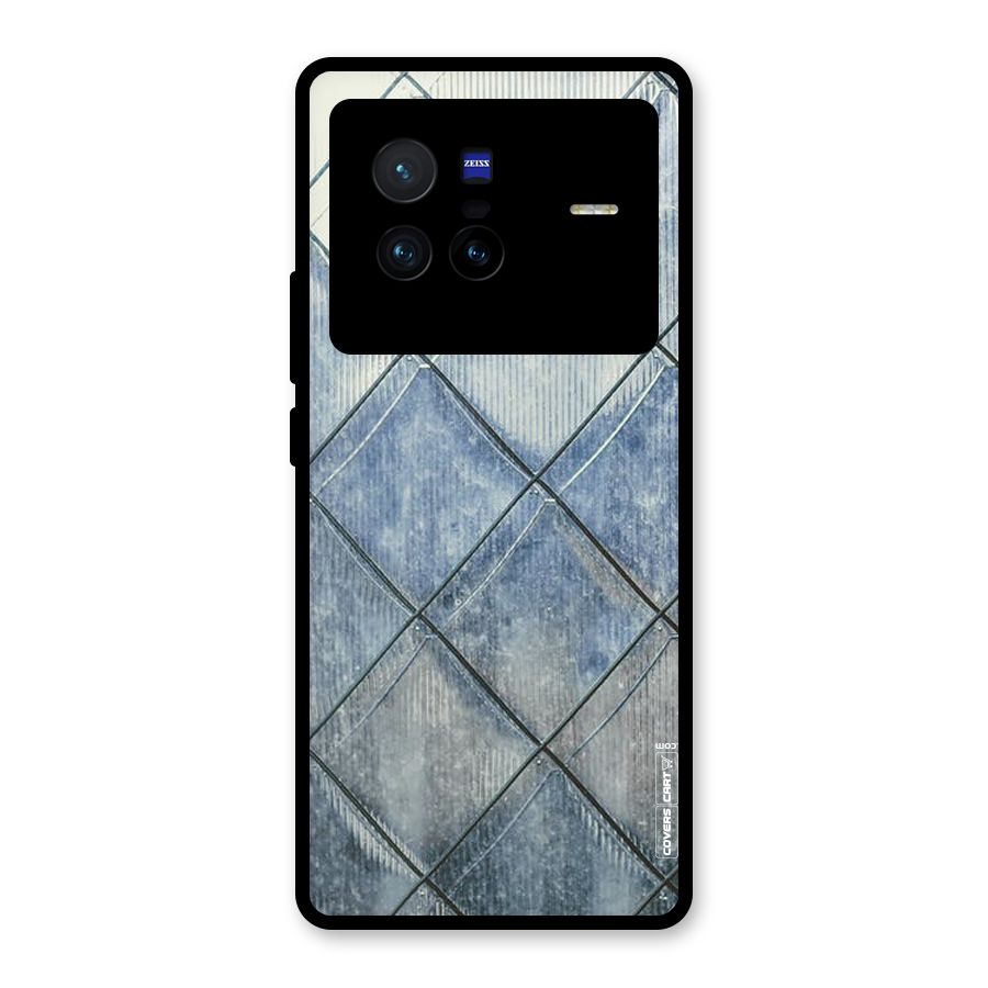 Steel Blue Pattern Glass Back Case for Vivo X80
