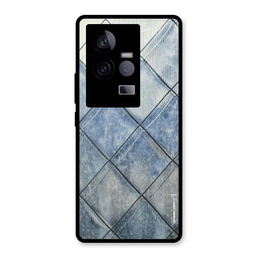 Steel Blue Pattern Glass Back Case for Vivo iQOO 11 5G