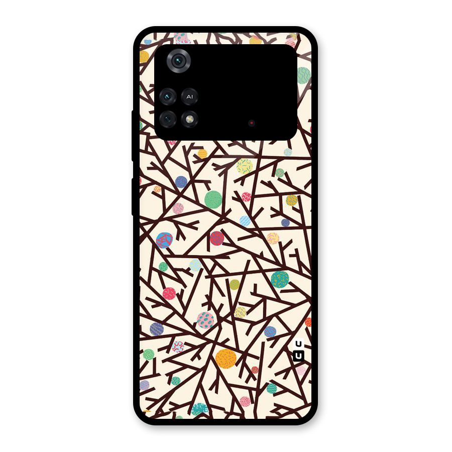 Stem Pattern Glass Back Case for Poco M4 Pro 4G