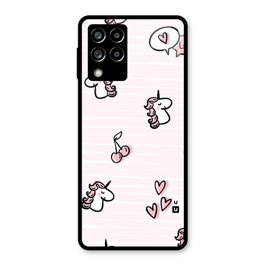 Strawberries And Unicorns Glass Back Case for Galaxy M53 5G