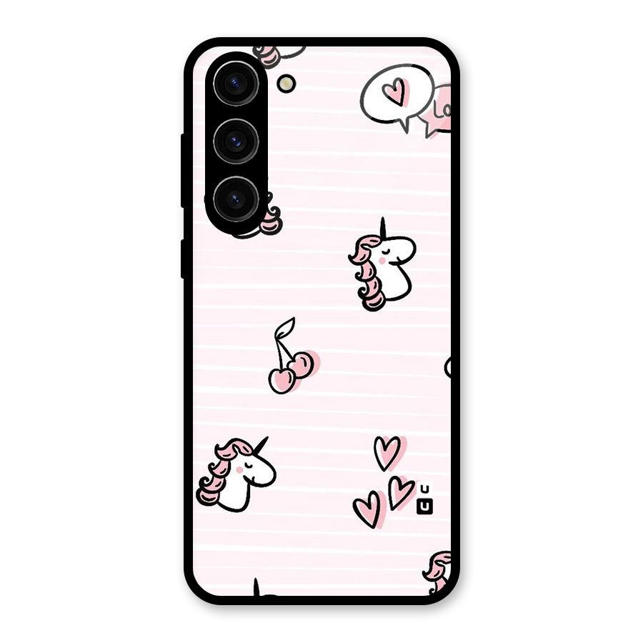 Strawberries And Unicorns Glass Back Case for Galaxy S23 Plus