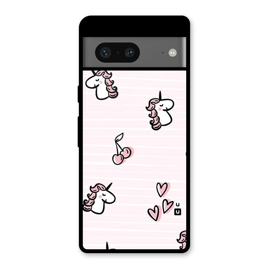 Strawberries And Unicorns Glass Back Case for Google Pixel 7