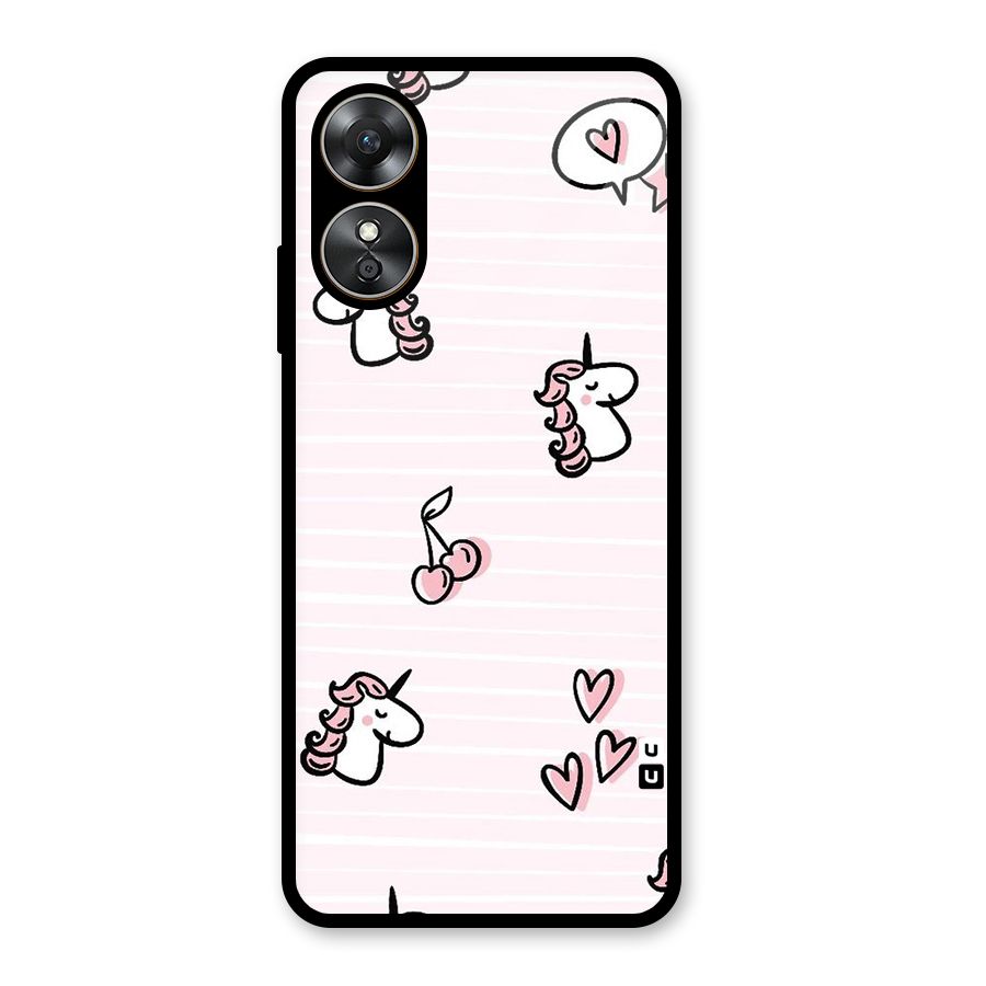 Strawberries And Unicorns Glass Back Case for Oppo A17