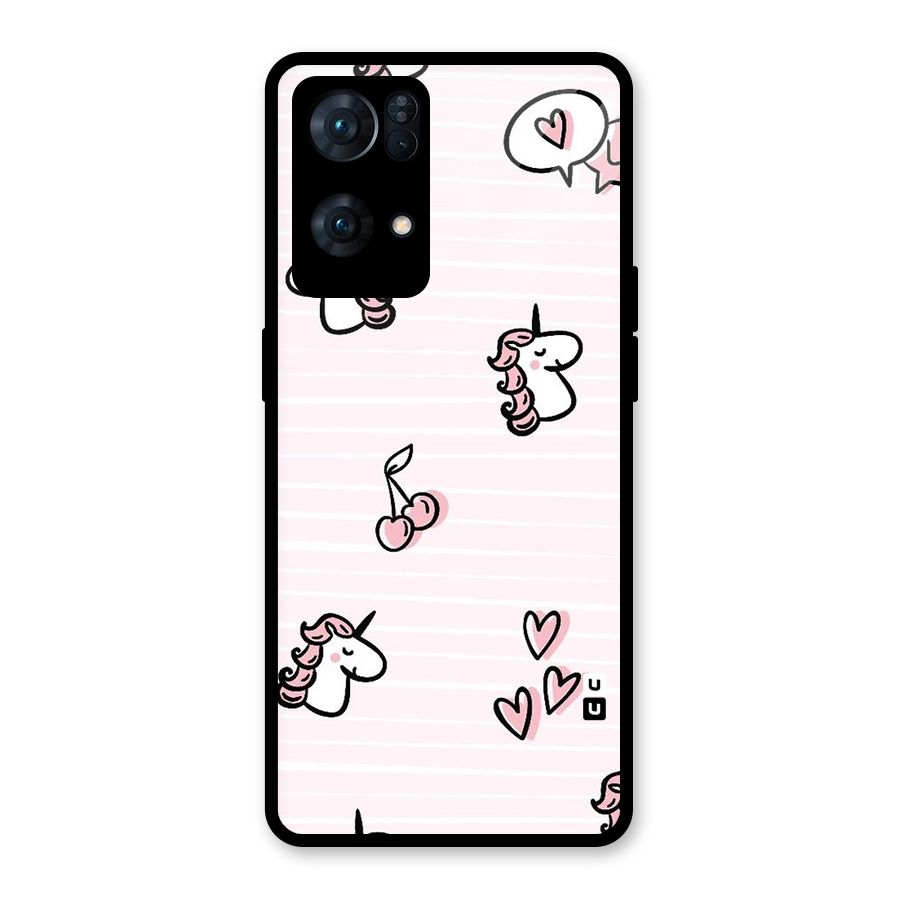 Strawberries And Unicorns Glass Back Case for Oppo Reno7 Pro 5G