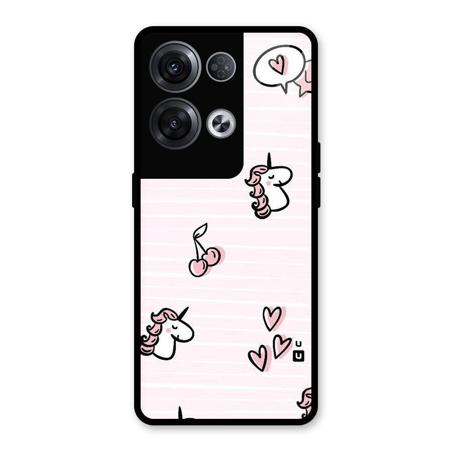 Strawberries And Unicorns Glass Back Case for Oppo Reno8 Pro 5G