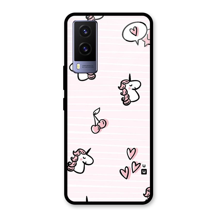 Strawberries And Unicorns Glass Back Case for Vivo V21e 5G