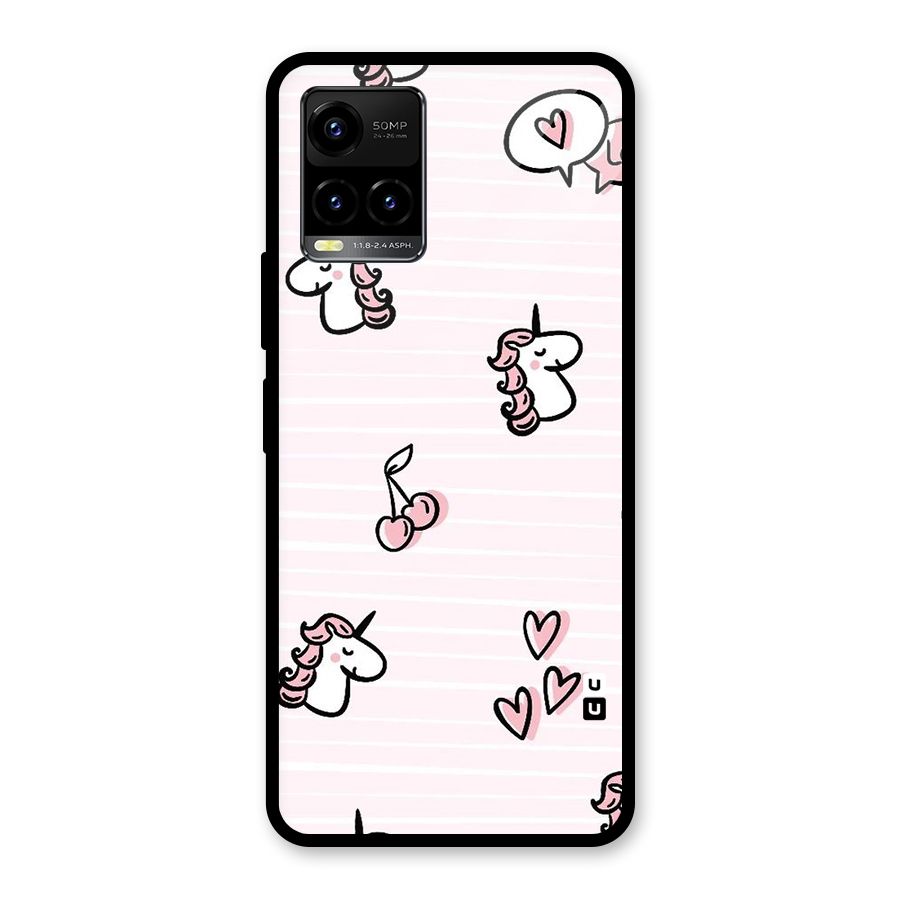 Strawberries And Unicorns Glass Back Case for Vivo Y21A