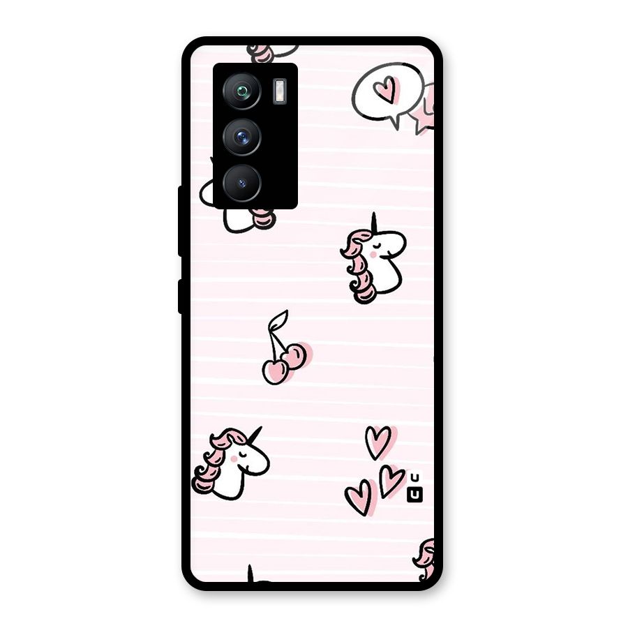 Strawberries And Unicorns Glass Back Case for Vivo iQOO 9 SE