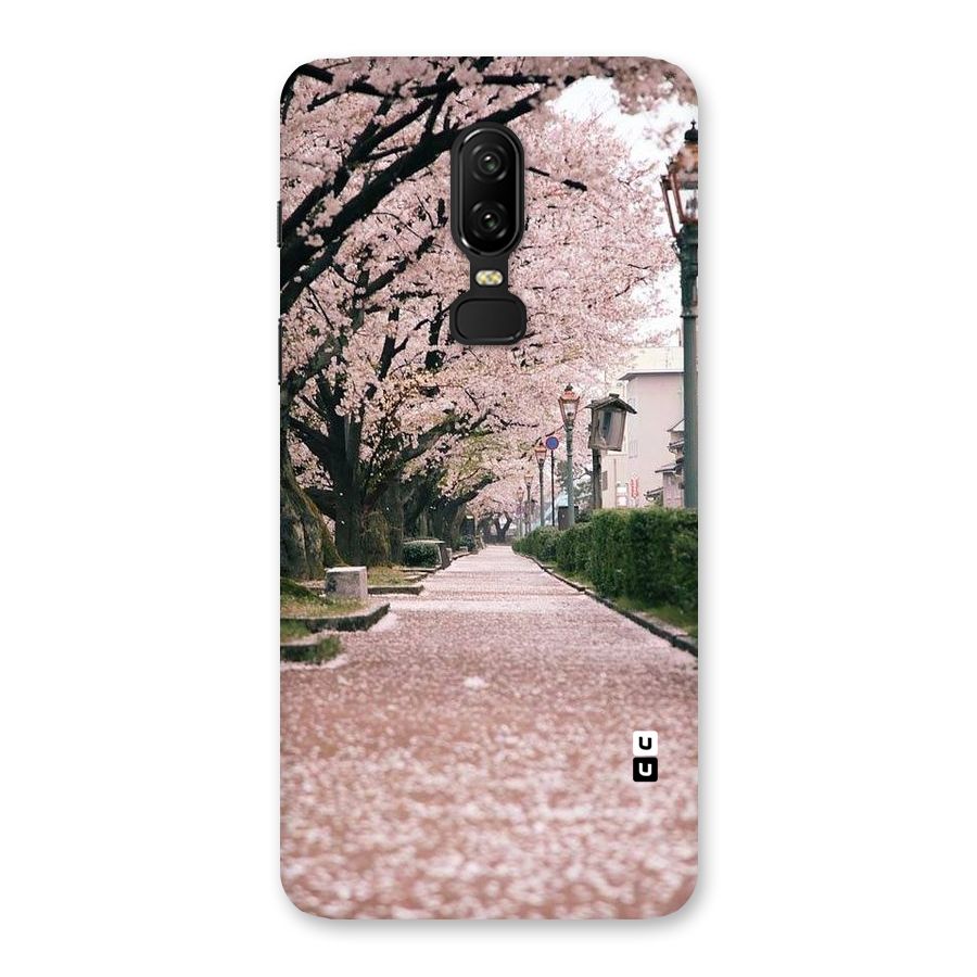 Street In Pink Flowers Back Case for OnePlus 6