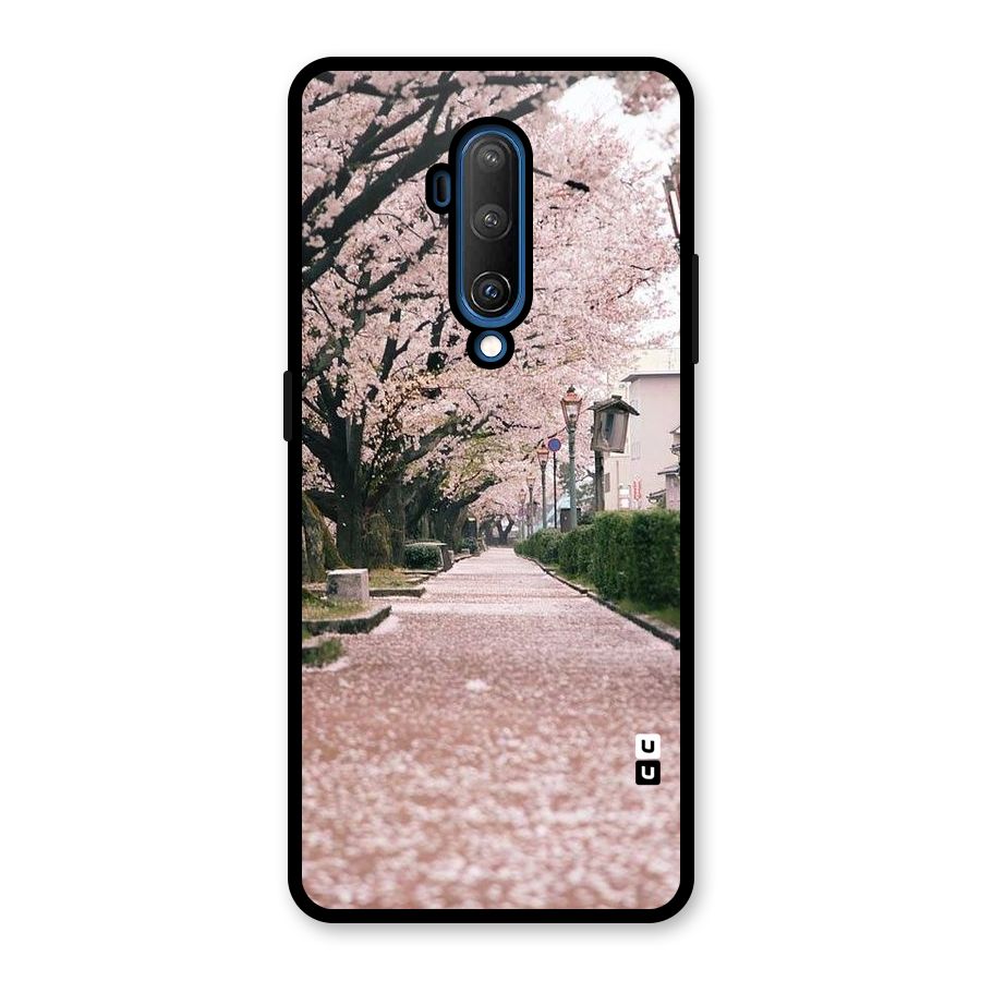 Street In Pink Flowers Glass Back Case for OnePlus 7T Pro