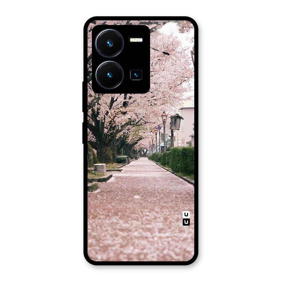 Street In Pink Flowers Glass Back Case for Vivo Y35