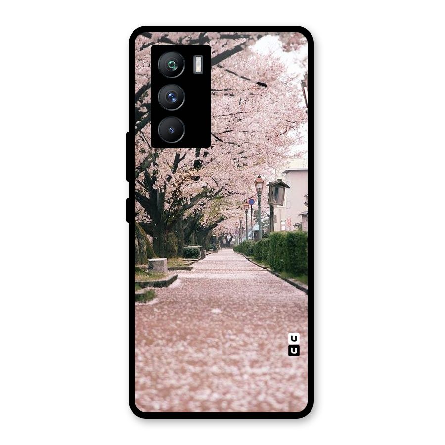 Street In Pink Flowers Glass Back Case for Vivo iQOO 9 SE