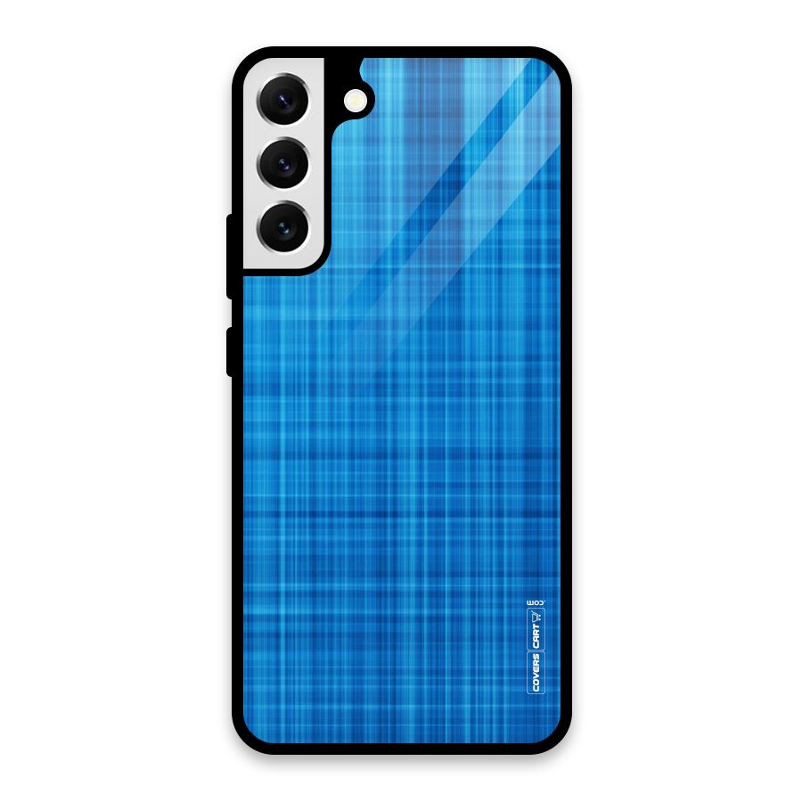 Stripe Blue Abstract Glass Back Case for Galaxy S22 Plus 5G