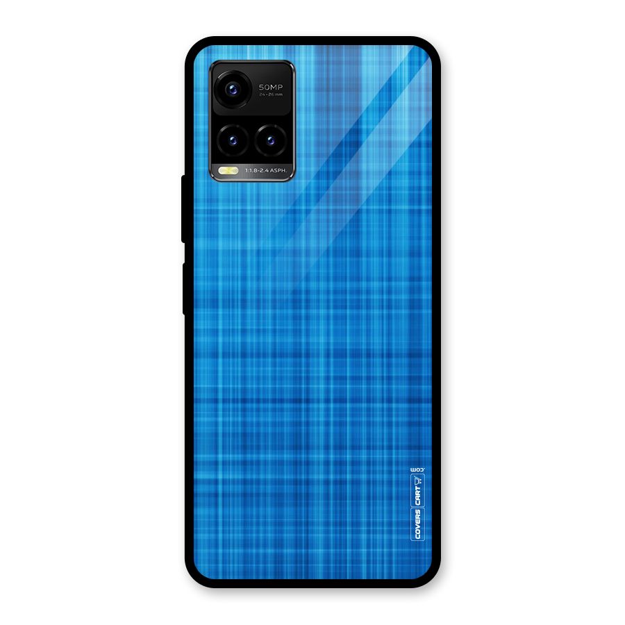Stripe Blue Abstract Glass Back Case for Vivo Y21A