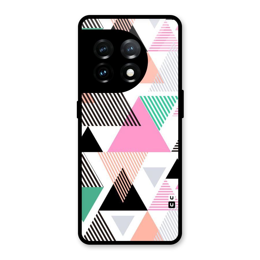 Stripes Abstract Colors Glass Back Case for OnePlus 11