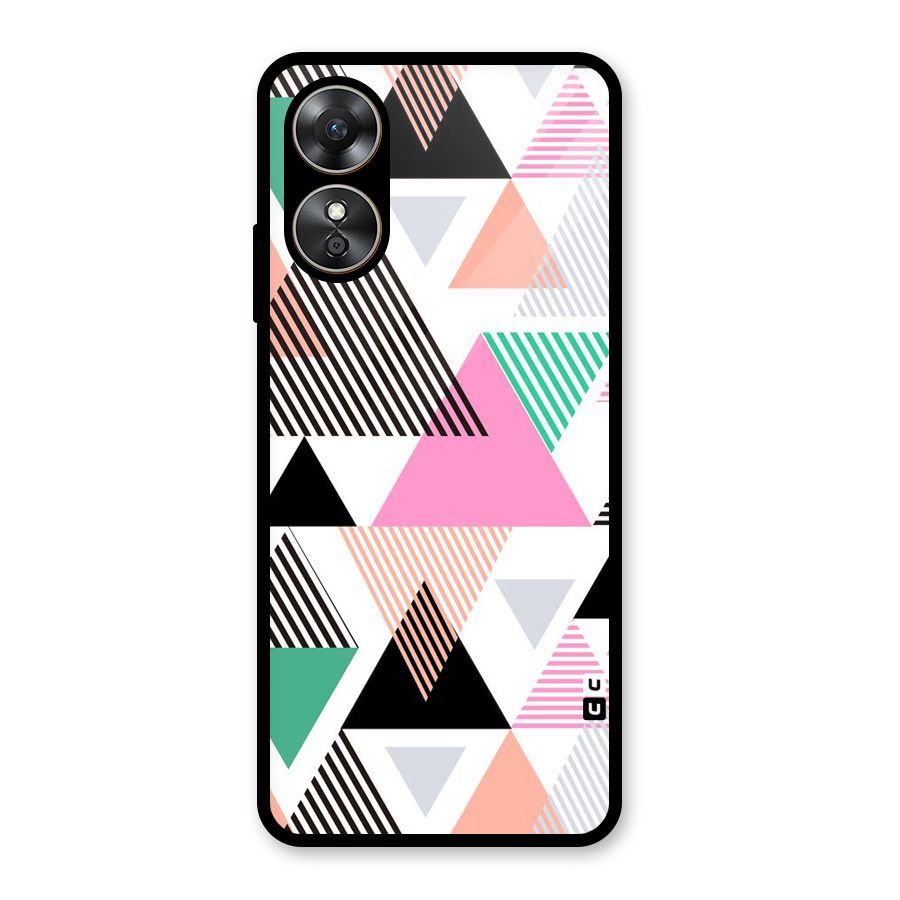 Stripes Abstract Colors Glass Back Case for Oppo A17