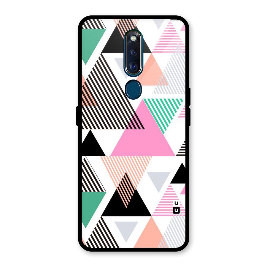 Stripes Abstract Colors Glass Back Case for Oppo F11 Pro