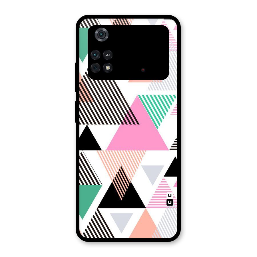 Stripes Abstract Colors Glass Back Case for Poco M4 Pro 4G