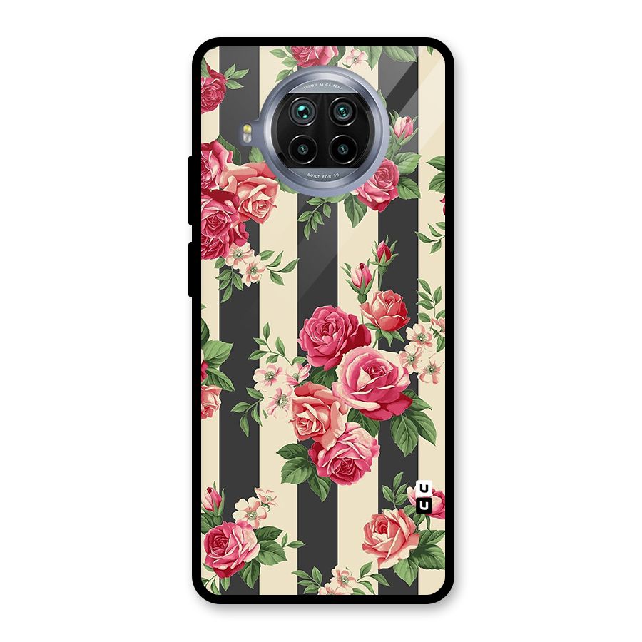 Stripes And Floral Glass Back Case for Mi 10i