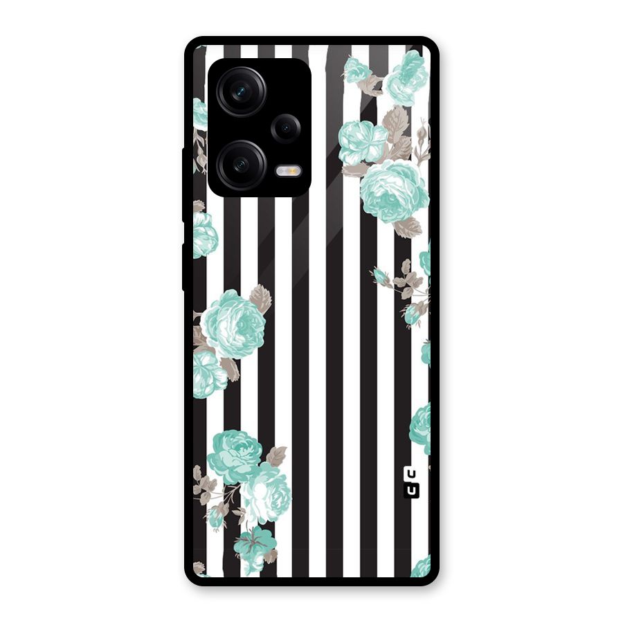 Stripes Bloom Glass Back Case for Redmi Note 12 Pro