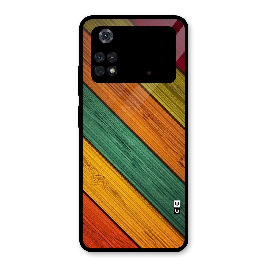 Stripes Classic Design Glass Back Case for Poco M4 Pro 4G