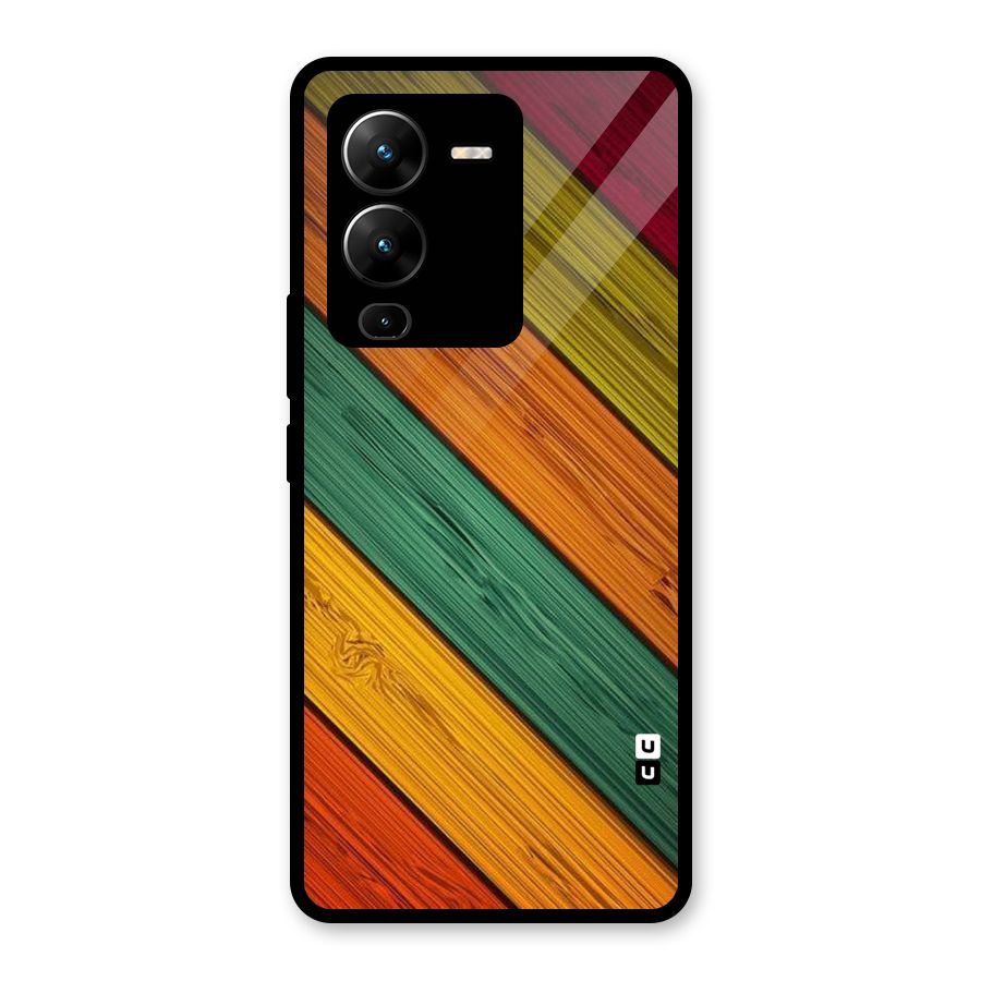 Stripes Classic Design Glass Back Case for Vivo V25 Pro
