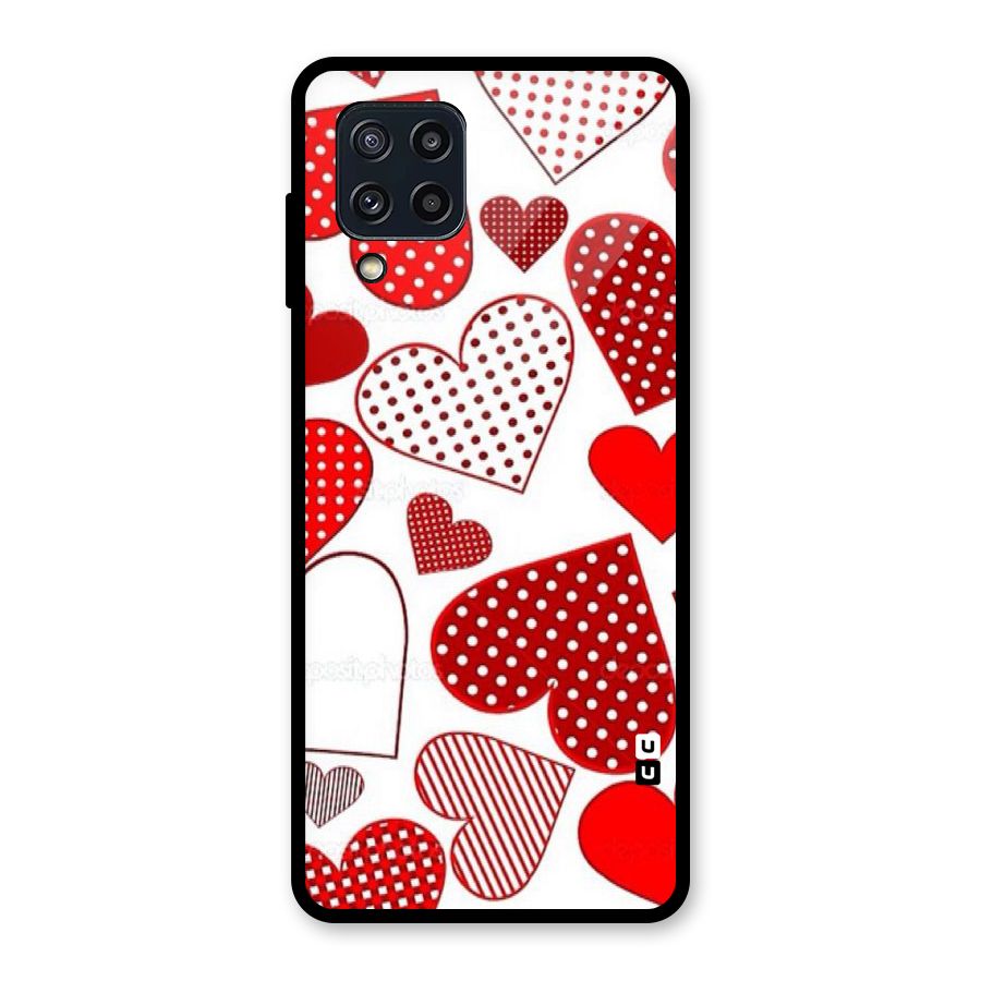 Style Hearts Glass Back Case for Galaxy M32
